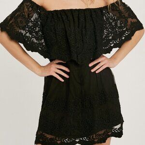 Blu Ivy DUSTY PINK- Off The Shoulder Lace Dress
